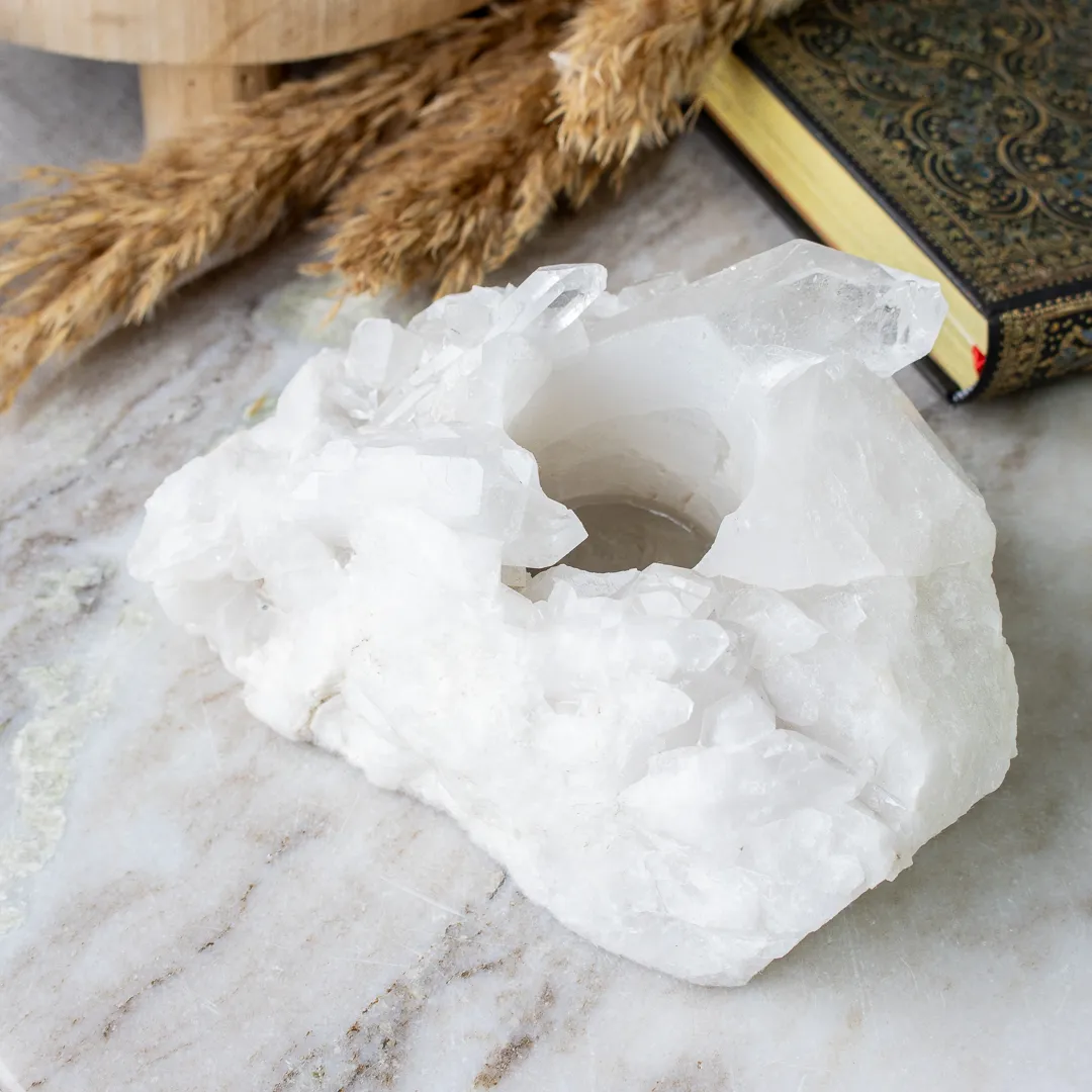 Bergkristall kluster ljuslykta #8