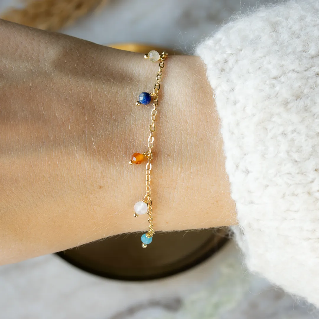 Blandat sten armband (guldpläterad) - Bild 2