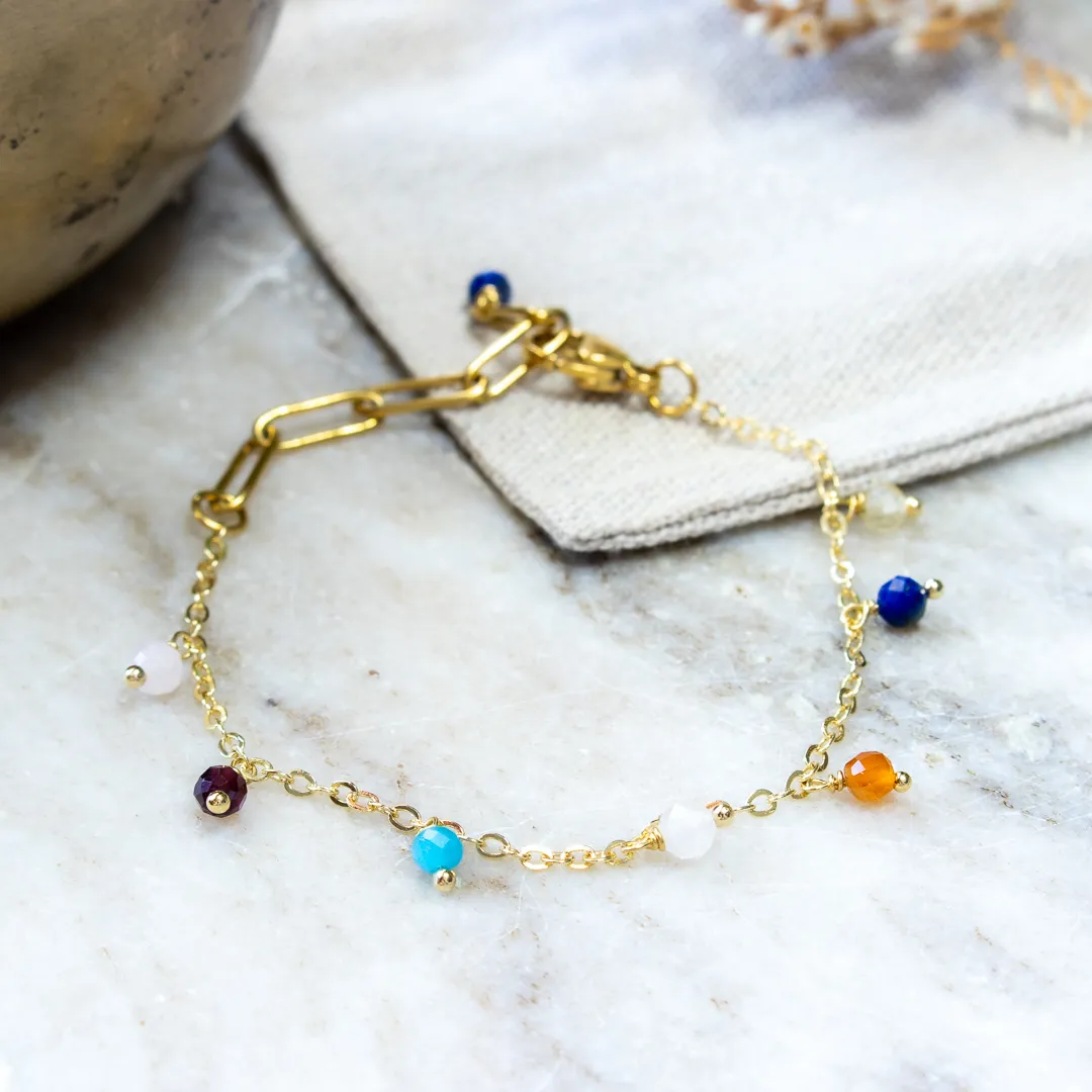 Blandat sten armband (guldpläterad) - Bild 3