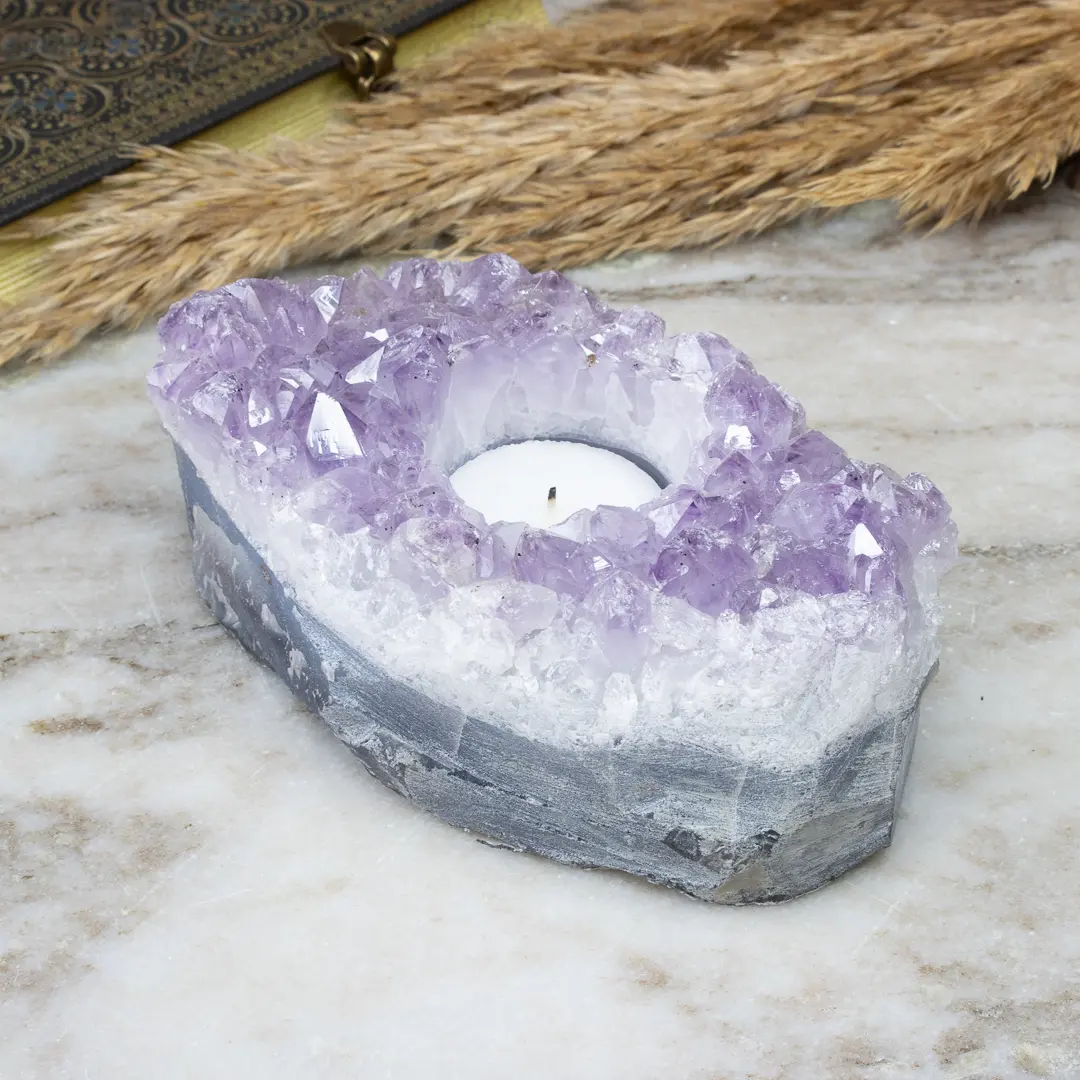 Ametistkluster ljuslykta #2