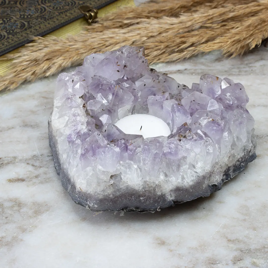Ametistkluster ljuslykta #3