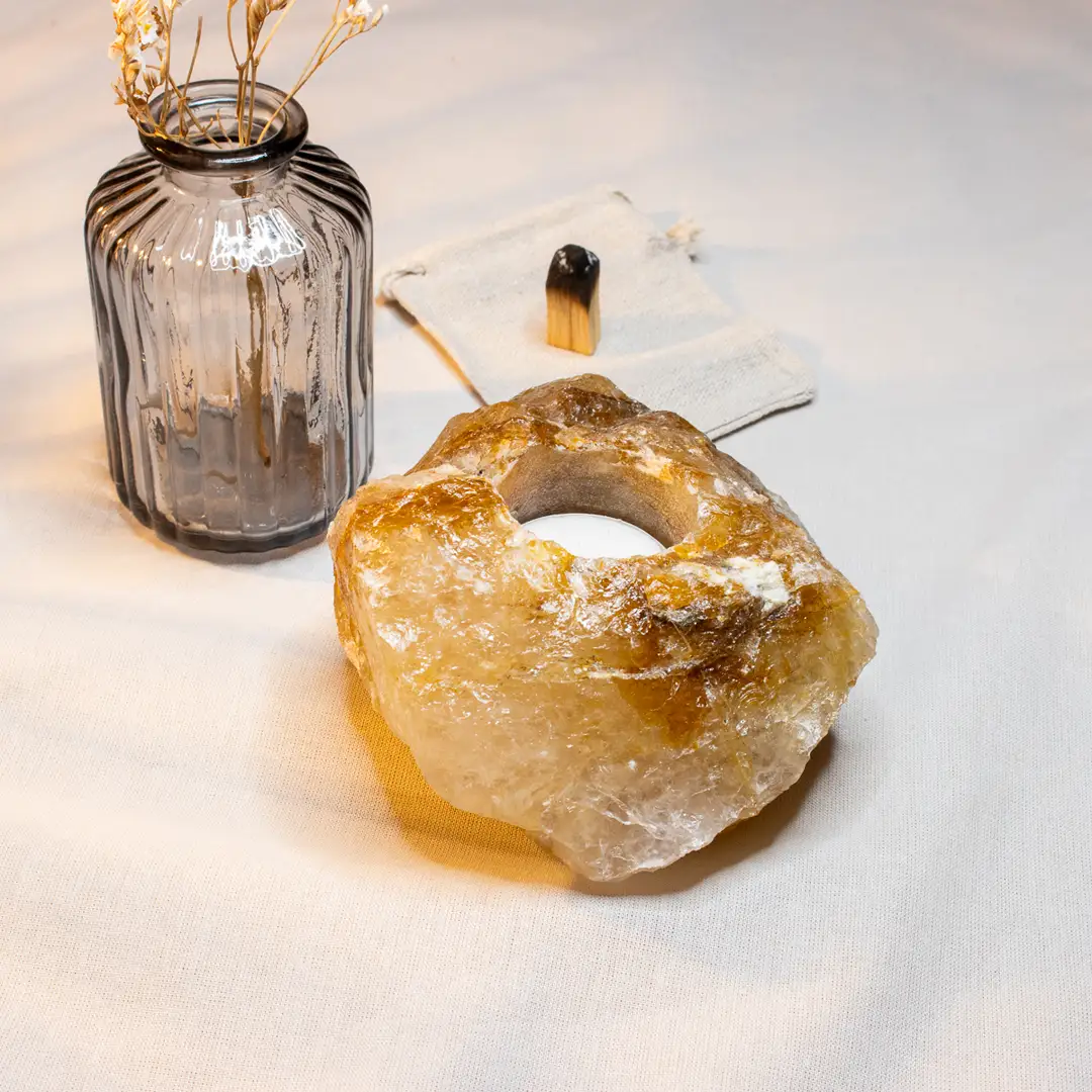 Golden healer (limonitkvarts) ljuslykta #2